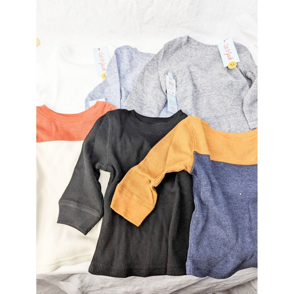 Cat & Jack Target Multicolor Toddler Boy Long Sleeve Thermal Shirts Lot of 6 12M